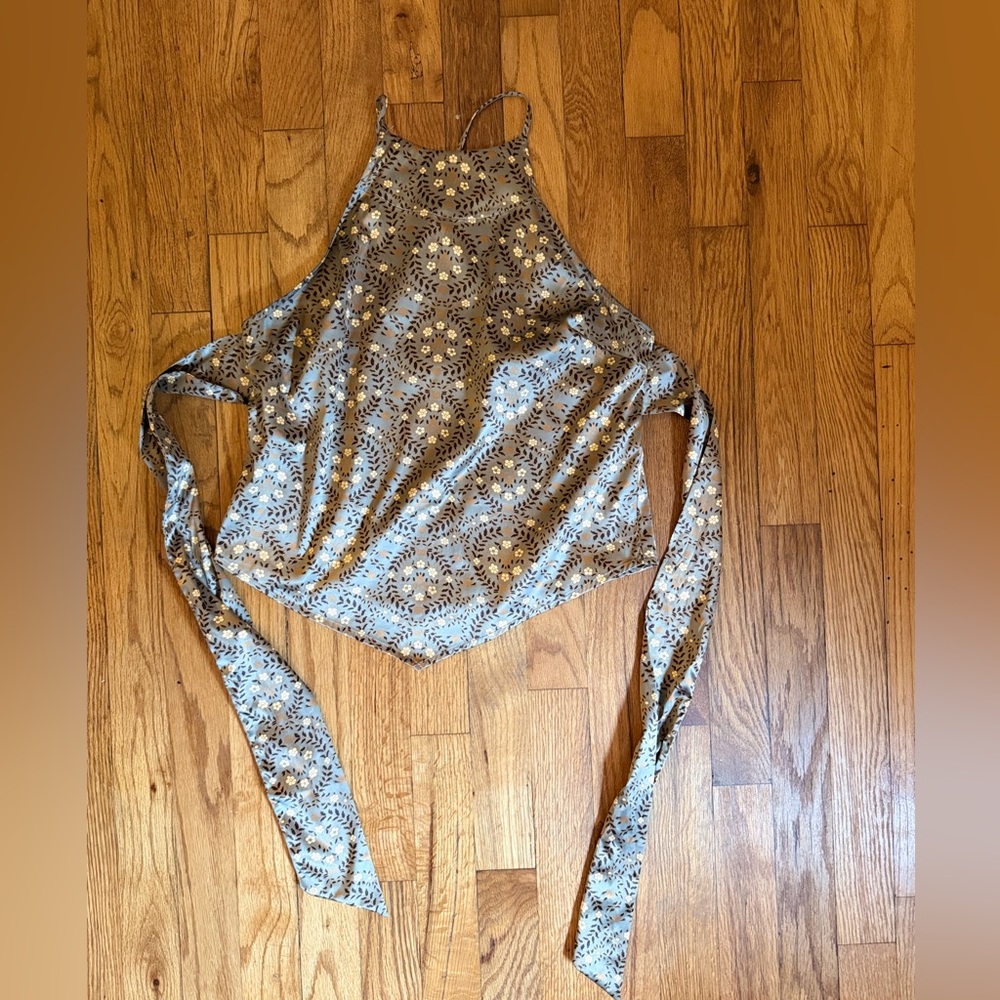 Free People Patterned Halter Top - Brown and Cream